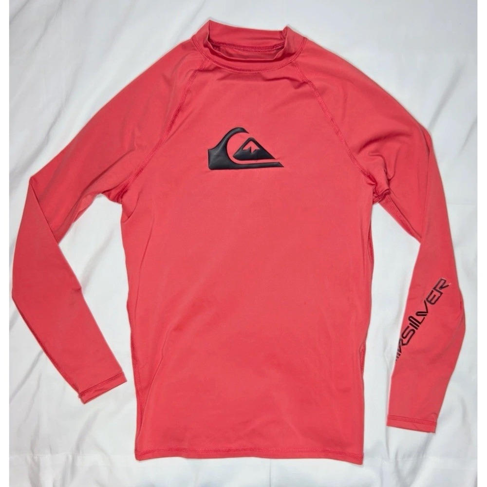Quiksilver Men's M Red Long Sleeve Rash Guard Surf Swim Shirt 175/92A